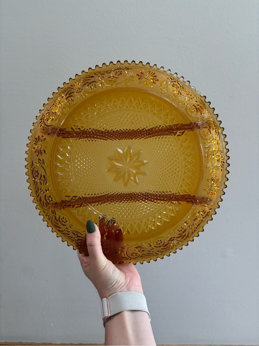 Vintage 1970's Amber Glass Relish Dish Serving Tray - Picture 3 of 7